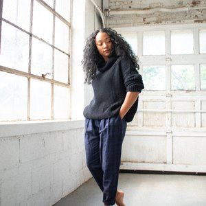 Acote Marine Noir Boxy Turtleneck Sweater